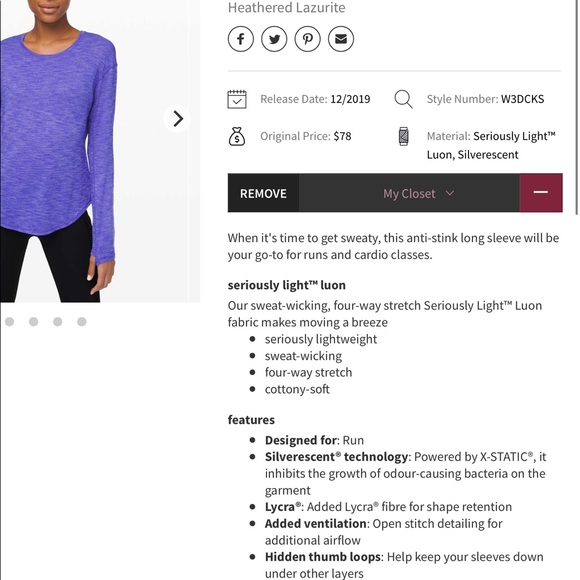 SOLD Lululemon Lost In Pace Long Sleeve Size 10 - Picture 9 of 12